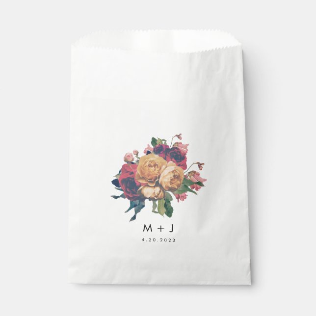 Antique Roses Botanical Fete Wedding Favour Bag (Front)