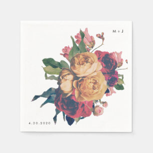 Antique Roses Botanical Fete Wedding Table Napkins