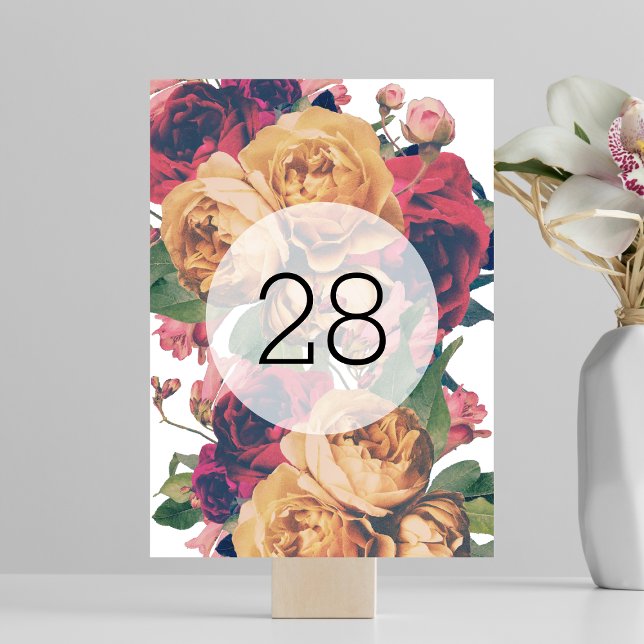 Antique Roses Botanical Floral Wedding Table Number (Creator Uploaded)