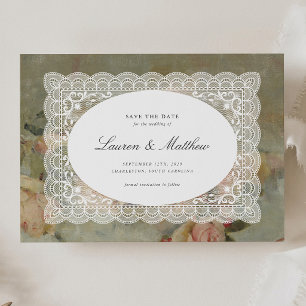 Antique Roses Fine Art Lace Save the Date
