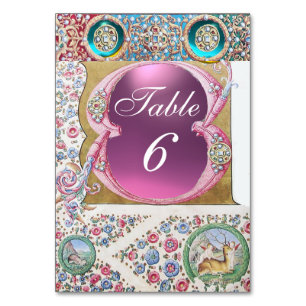 ANTIQUE ROSES, FLORAL, BLUE PINK GEMSTONES,PEARLS TABLE NUMBER