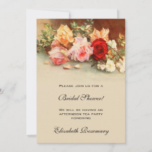Antique Roses Flowers Floral Vintage Bridal Shower Invitation
