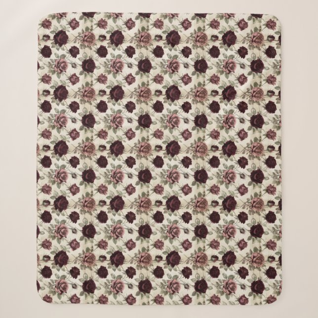 Antique Roses Sherpa Blanket (Front)