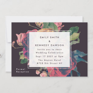 Antique Roses Vintage Purple Wedding Invitation