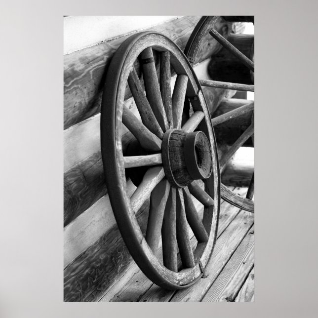 Antique Roue - Poster noir et blanc (Devant)