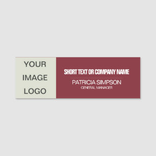 Antique Ruby Red Company Logo, Employee Name Title Tag