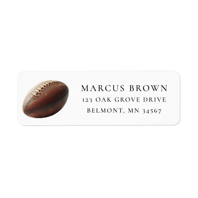 Antique Rugby Ball Return Address Label (Front)