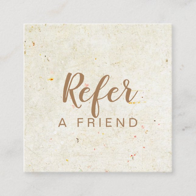 Antique Rustic Gold Script Referral Card (Front)