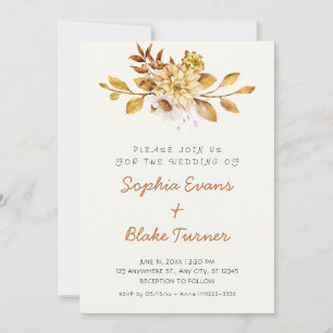 Antique Rustic Soft Floral White Cream Wedding Invitation