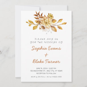 Antique Rustic Soft Floral White Wedding Invitation
