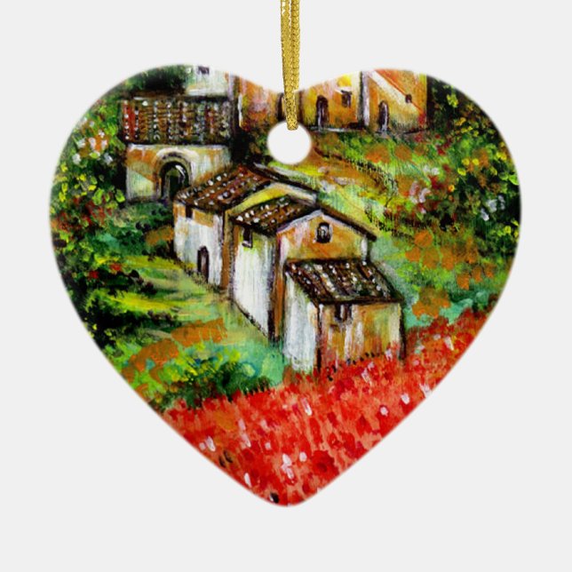 ANTIQUE RUSTIC VILLAGE IN TUSCANY CERAMIC ORNAMENT (Front)