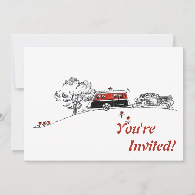Antique RV Camper and Car | Retirement Party Invitation (Front)