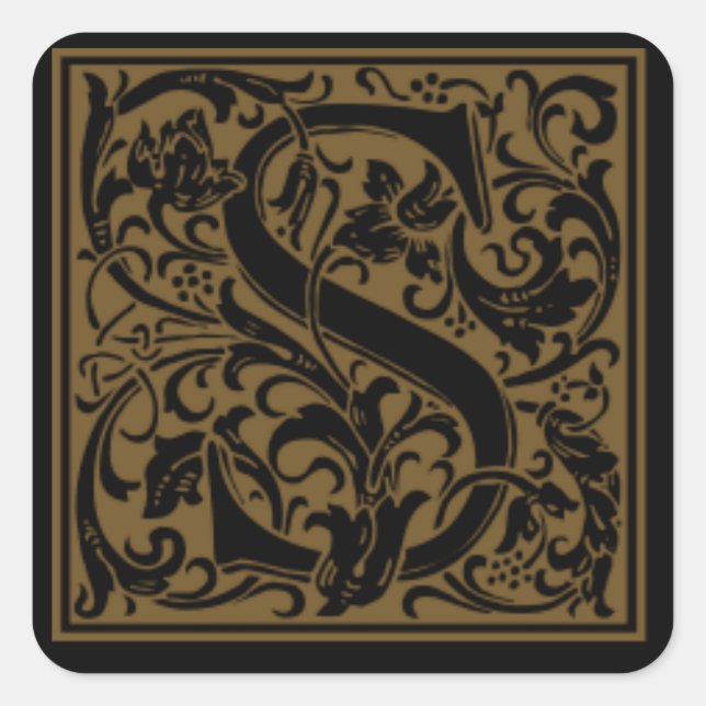 Antique S Monogram Square Sticker (Front)