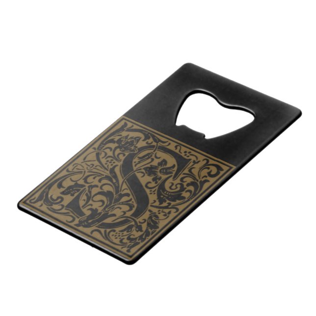 Antique S Monogram Wallet Bottle Opener (Front Angled)
