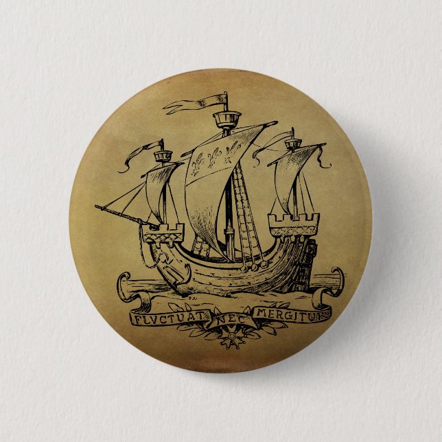Antique Sailing Ship 2 Inch Round Button (Front)