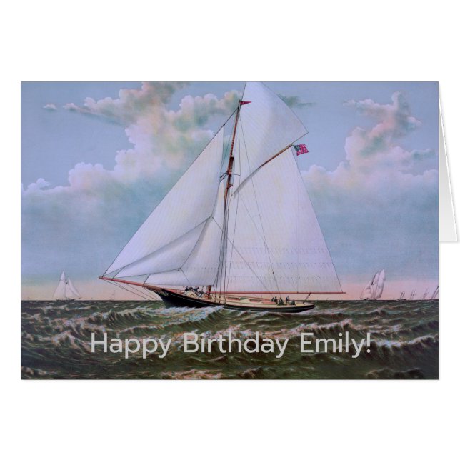 Antique Sailing Ship Sloop Yacht Sailboat Ocean (Front Horizontal)