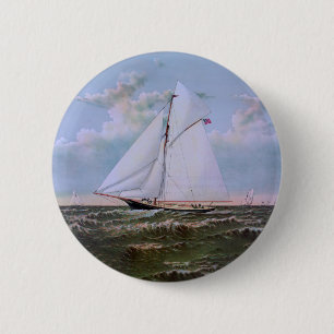 Antique Sailing Ship Sloop Yacht Sailboat Ocean 2 Inch Round Button