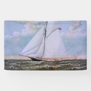 Antique Sailing Ship Sloop Yacht Sailboat Ocean Banner