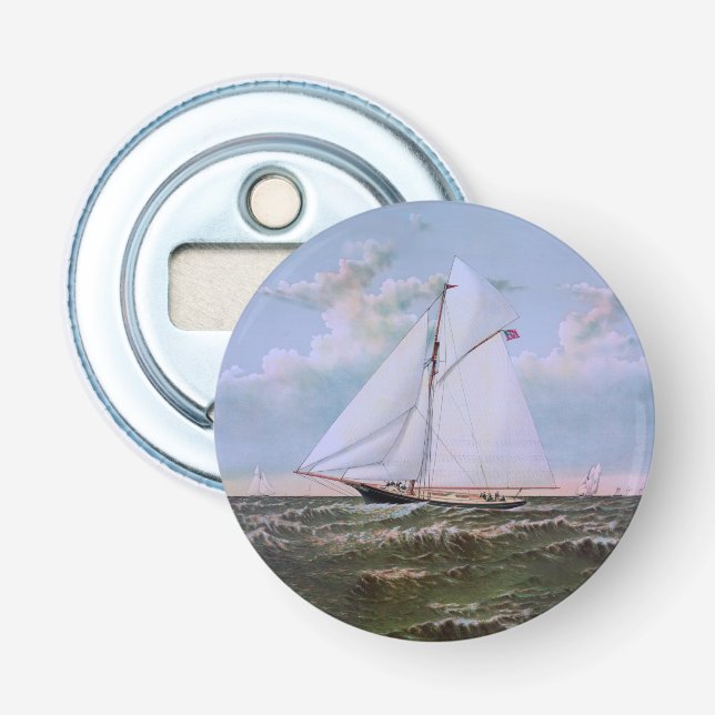 Antique Sailing Ship Sloop Yacht Sailboat Ocean Bottle Opener (Front)