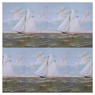 Antique Sailing Ship Sloop Yacht Sailboat Ocean Fabric