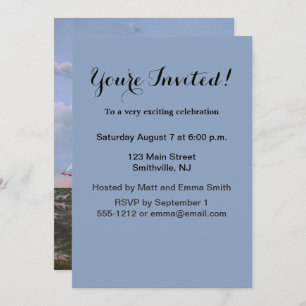 Antique Sailing Ship Sloop Yacht Sailboat Ocean Invitation