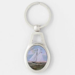 Antique Sailing Ship Sloop Yacht Sailboat Ocean Keychain