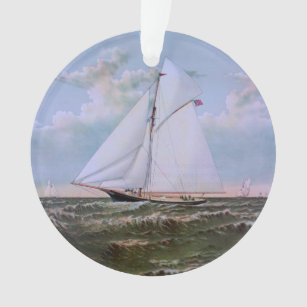 Antique Sailing Ship Sloop Yacht Sailboat Ocean Ornament