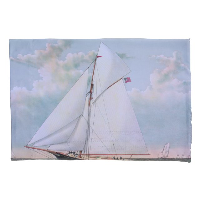 Antique Sailing Ship Sloop Yacht Sailboat Ocean Pillowcase (Front)