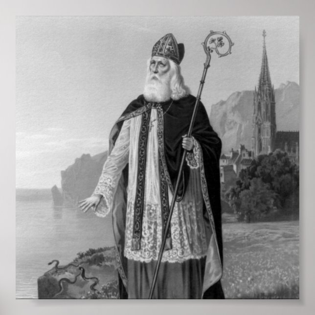 Antique Saint Patrick, the Snakes and Bible Poster (Front)