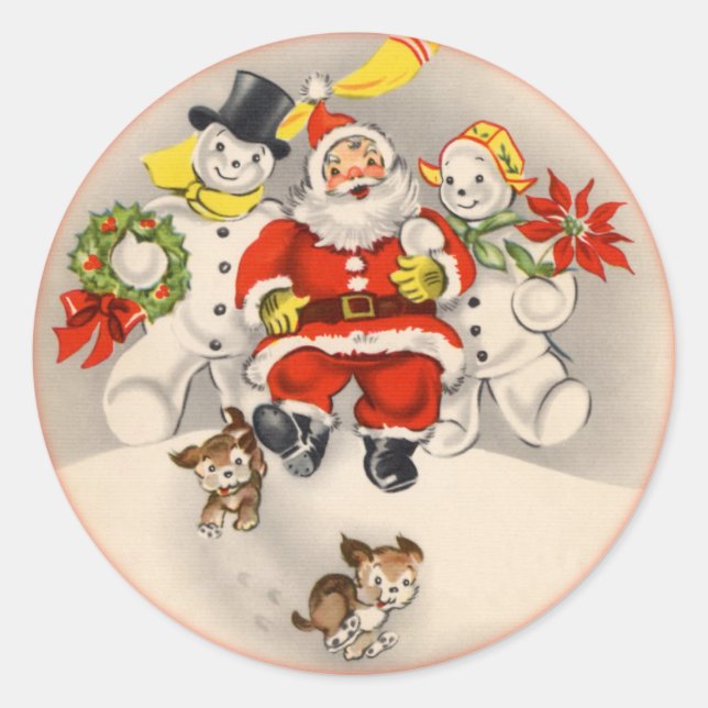 Antique Santa and Snow People Stickers (Front)