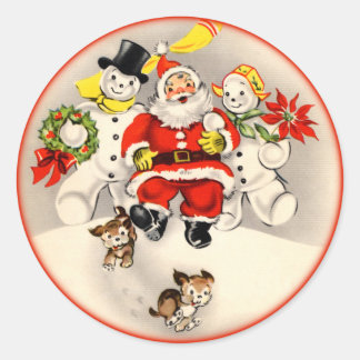 Antique Santa and Snow People Stickers