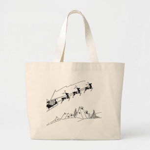 Antique Santa Claus, Sleigh and Reindeer Totebag Large Tote Bag