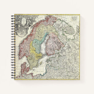Antique Scandinavia Map Notebook