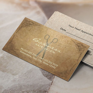 Antique Scissor Framed Hair Salon Appointment Card