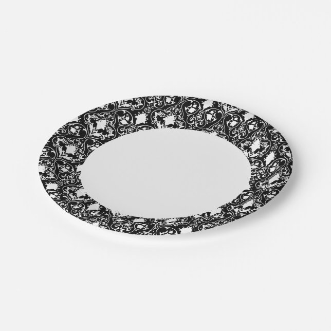 Antique scroll wallpaper paper plate (Angled)