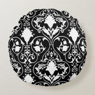 Antique scroll wallpaper round pillow