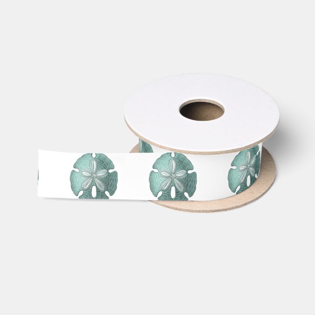 Antique Sea Sand Dollar Illustration Satin Ribbon (Spool)