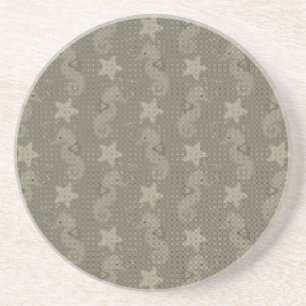 Antique Seahorse And Starfish Pattern Coaster