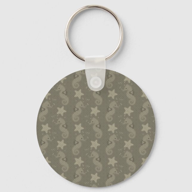 Antique Seahorse And Starfish Pattern Keychain (Front)