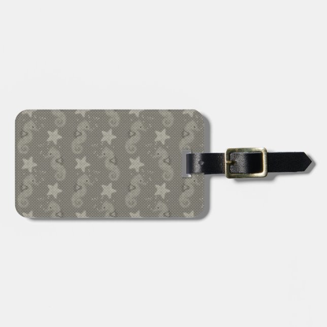 Antique Seahorse And Starfish Pattern Luggage Tag (Front Horizontal)