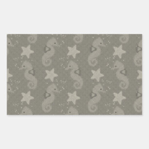 Antique Seahorse And Starfish Pattern Sticker