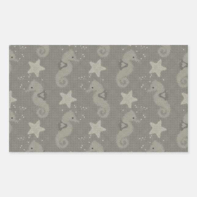Antique Seahorse And Starfish Pattern Sticker (Front)