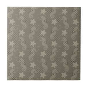Antique Seahorse And Starfish Pattern Tile