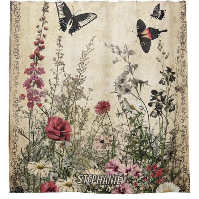 Antique Sepia Wildflower Meadow Butterfly (Front)