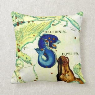 Antique Serpent Creatures Map Art Vintage Fantasy Throw Pillow