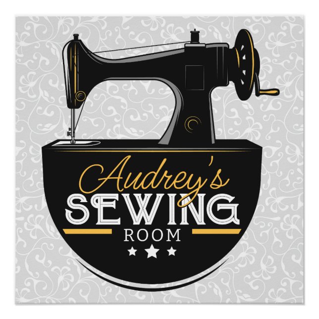 Antique Sewing Machine ADD NAME Seamstress Poster (Front)