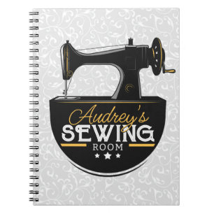 Antique Sewing Machine ADD NAME Seamstress Tailor Notebook