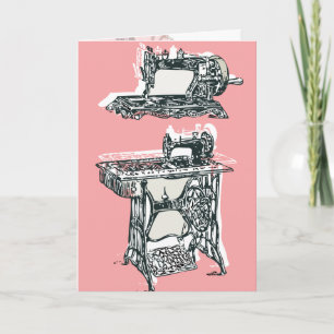 Antique sewing machine greeting card