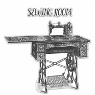 Antique sewing machine sewing room art
