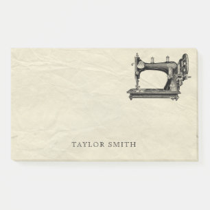 Antique sewing machine with name post-it notes
